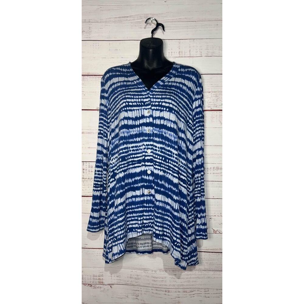 Logo Layers Blue Tie Dye Top Women’s Large